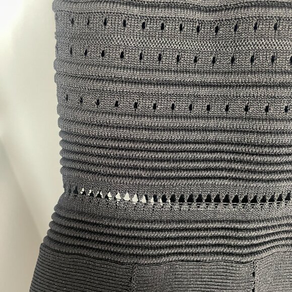 Zara Black Open Knit A-Line Dress Size Medium Cocktail Edgy Dark Academia - Picture 8 of 16
